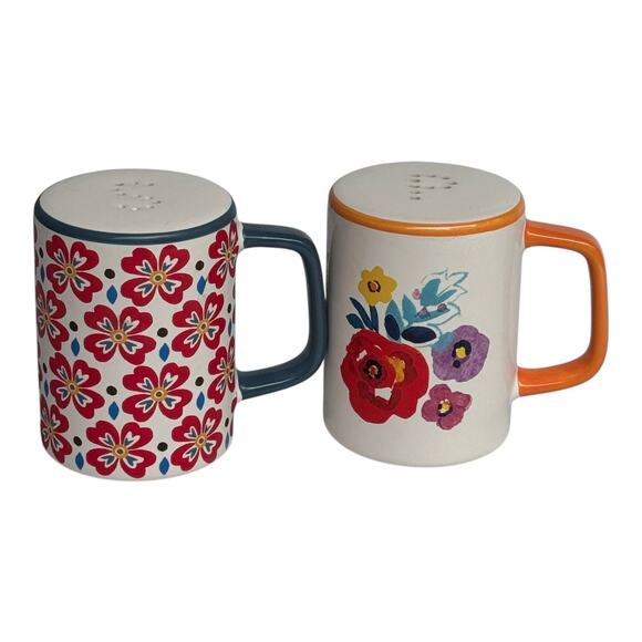 VTG Pioneer Women SALT & PEPPER SHAKERS Large 3.75" Flea Market Floral Pattern - Picture 1 of 8